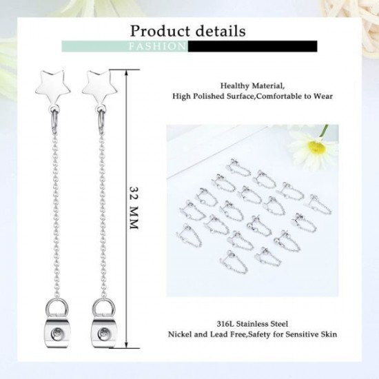 9 Pairs Chain Earrings Ear Cuffs Minimalist Bar Earrings With Chain Stainless Threader Stud Earrings For Women